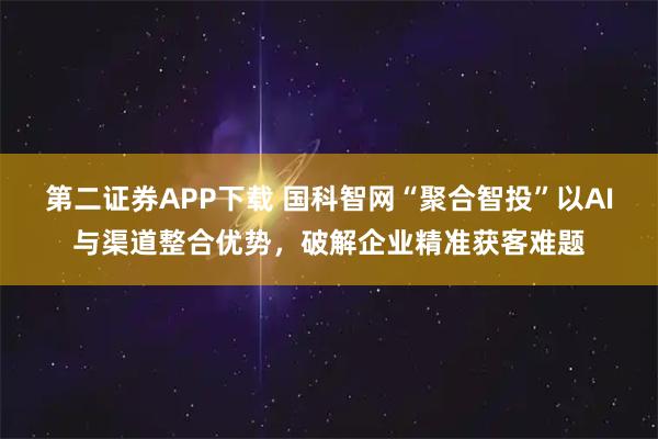 第二证券APP下载 国科智网“聚合智投”以AI与渠道整合优势，破解企业精准获客难题